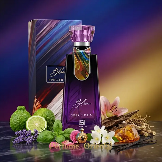 bloom spectrum ahmed al maghribi perfume arabe femenino con caja 100ml fragancia floral luminosa con fondo amaderado ambarado