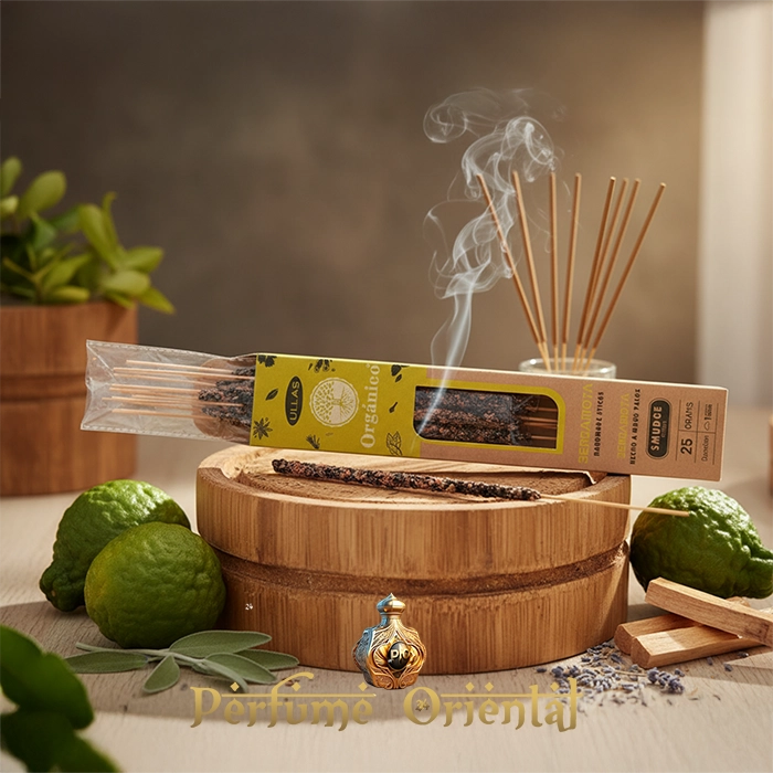 ULLAS Incienso Orgánico Bergamota – Varillas naturales con aroma cítrico y purificador para meditación.