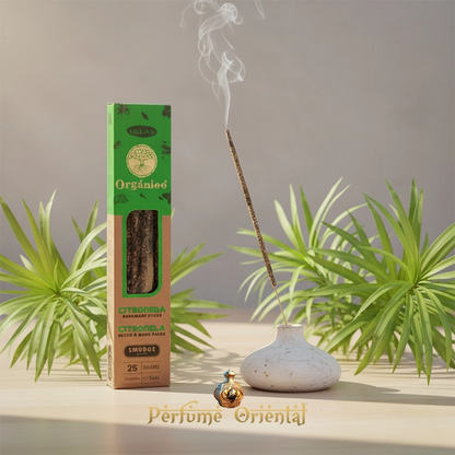 ULLAS Incienso Orgánico Citronella – Varillas naturales de aroma cítrico y purificador para protección y limpieza energética.