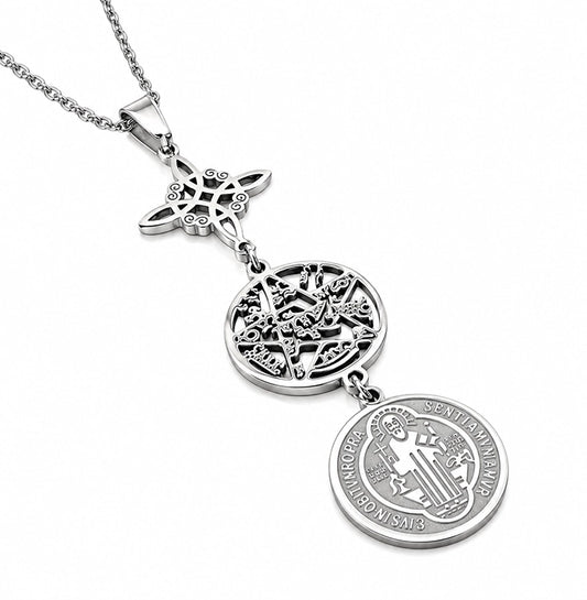 collar-triple-proteccion-nudo-bruja-san-benito-tetragramtron-acero
