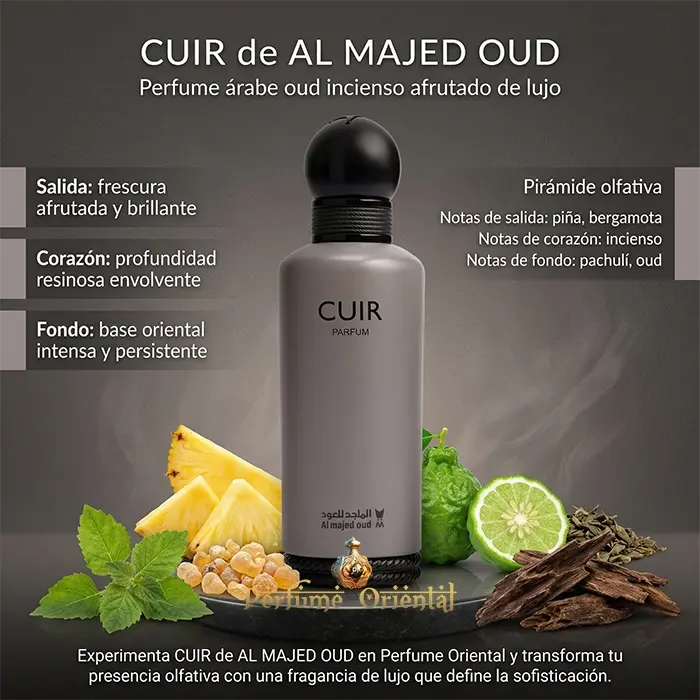 cuir al majed oud perfume arabe unisex 150ml edp notas pina bergamota incienso pachuli oud perfume oriental lujo