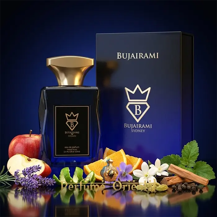 Perfume Bujairami Date Night eau de parfum con caja notas cítricas manzana lavanda canela perfume árabe original