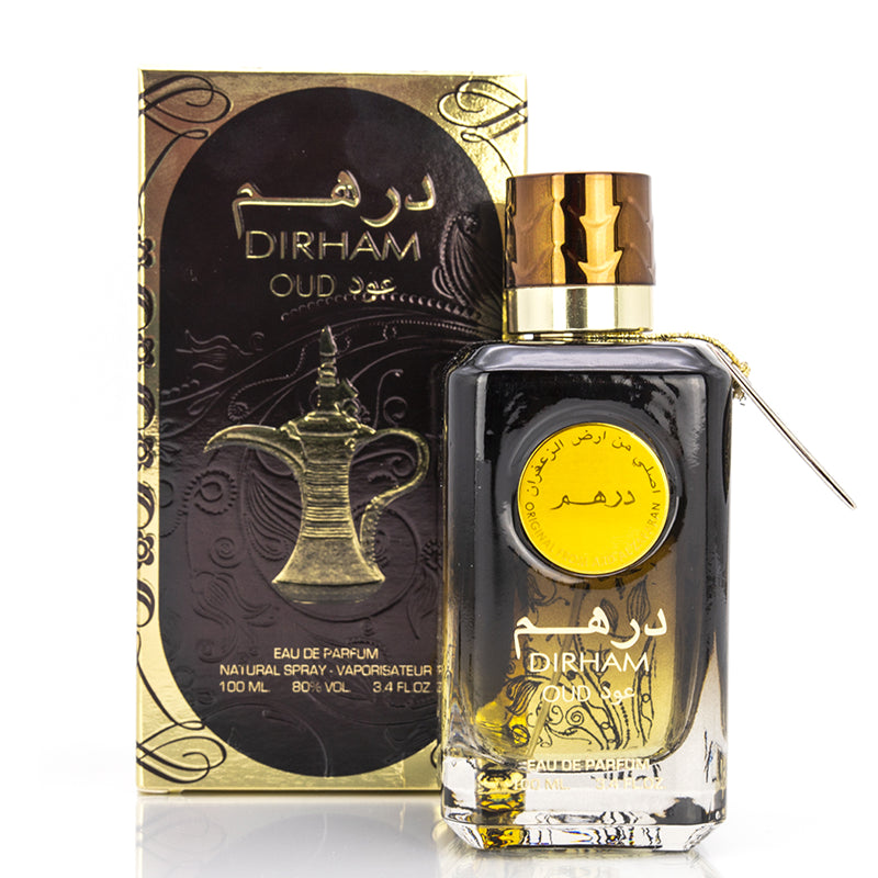 perfume unisex dirham oud deard al zaafaran botella con caja