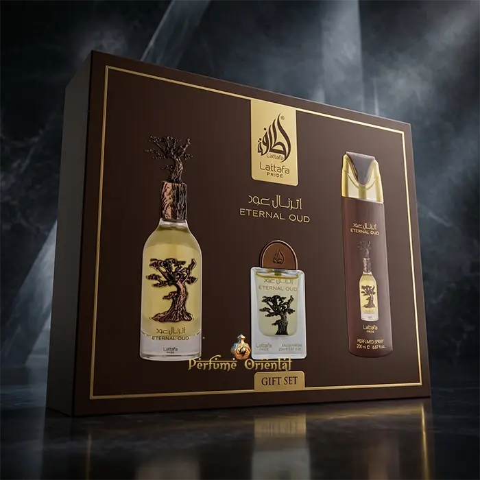 Eternal Oud Lattafa Perfume Arabe Unisex Gift Set 3 Piezas Extrait De Parfum 100ml Fragancia Gourmand Ambarada Con Oud Intensa Y Lujosa