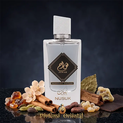 Fawah Midnight Edition Nusuk Perfume Masculino Ambarado Gourmand Con Cuero Y Pachuli Elegante Para Noches Y Clima Frio
