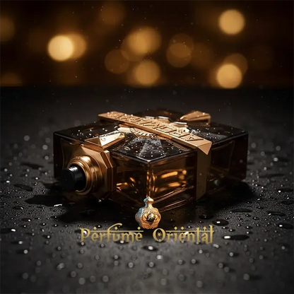 Naughty Dates Aromatix x French Avenue extrait de parfum, perfume oriental gourmand con dátiles, miel, vainilla, café y ámbar, frasco de lujo en fondo oscuro