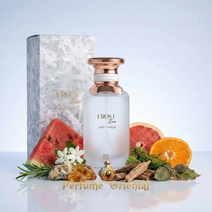 Frost Ice Ahmed Al Maghribi fresh aquatic woody perfume with watermelon citrus ambergris notes