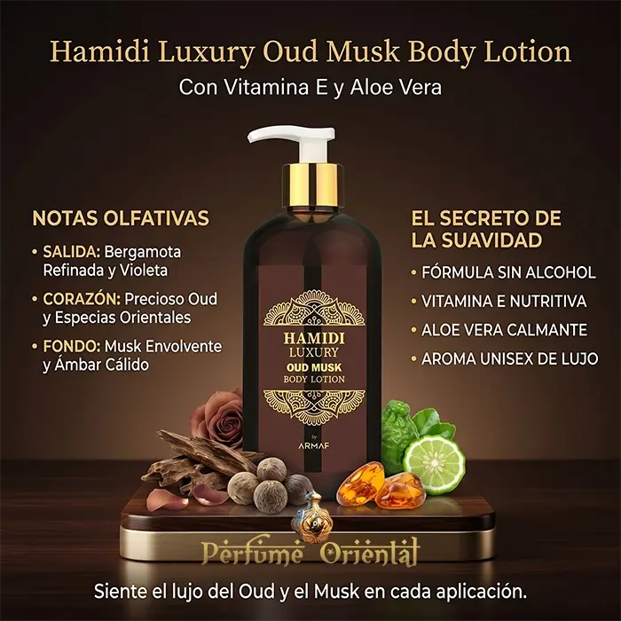 Hamidi Luxury Oud Musk Body Lotion Hidratante Premium
