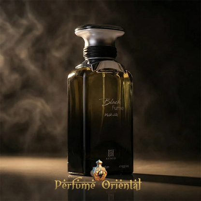 Black Fume Ahmed Al Maghribi perfume oriental botella hero shot fondo ahumado lujo niche