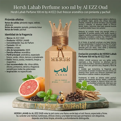 Hersh Lahab Perfume Al Ezz Oud 100ml Notas Aromáticas Pimienta Pachuli Vetiver