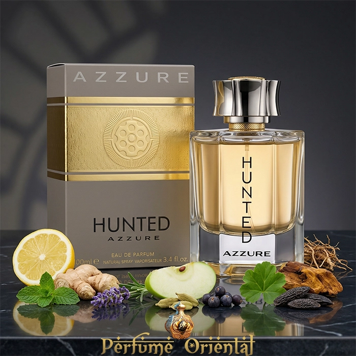 Perfume árabe Hunted Azzure Fragrance World 100 ml con caja original – fragancia masculina cítrica especiada tipo Azzaro Wanted