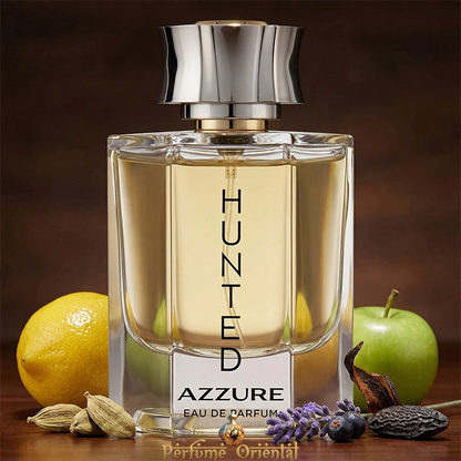 Perfume árabe Hunted Azzure con notas de limón, manzana, lavanda y cardamomo – fragancia fresca especiada masculina