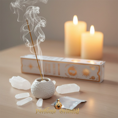 Incienso artesanal AROMA Selenita – Aroma puro y etéreo para meditación y conexión con la luz interior.