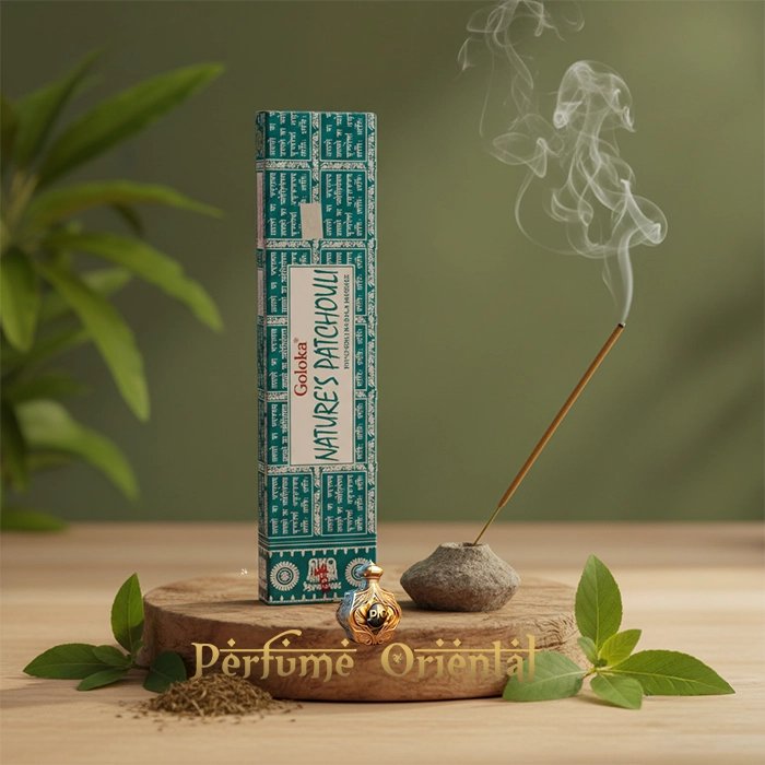 GOLOKA Nature Patchouli Incienso Masala 15g – Incienso natural de patchouli para armonizar, purificar y atraer energía positiva.
