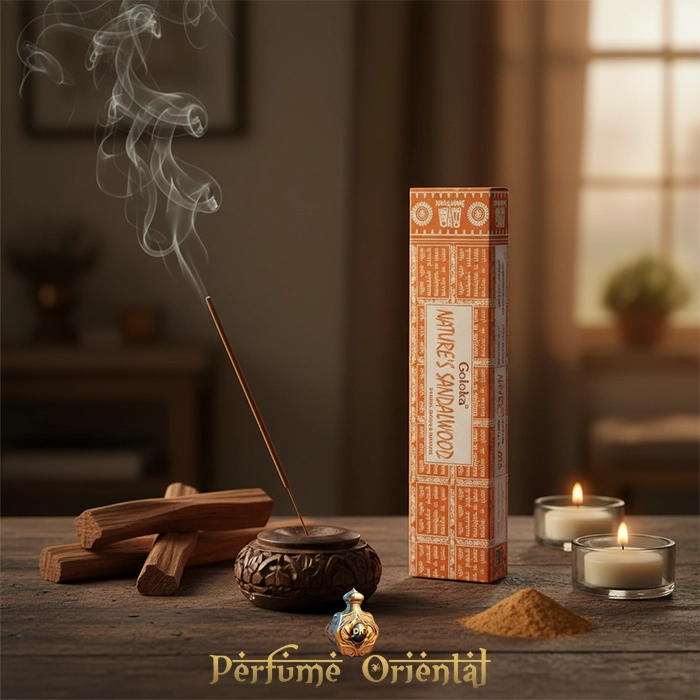Varillas de incienso Goloka Nature Sandalwood – Aroma amaderado, suave y perfecto para personas sensibles al humo.