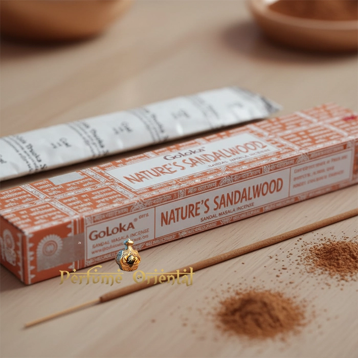 Incienso de sándalo premium Goloka – Ideal para limpieza energética, relajación profunda y equilibrio espiritual.