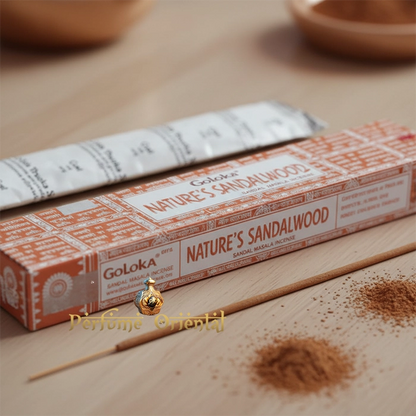 Incienso de sándalo premium Goloka – Ideal para limpieza energética, relajación profunda y equilibrio espiritual.