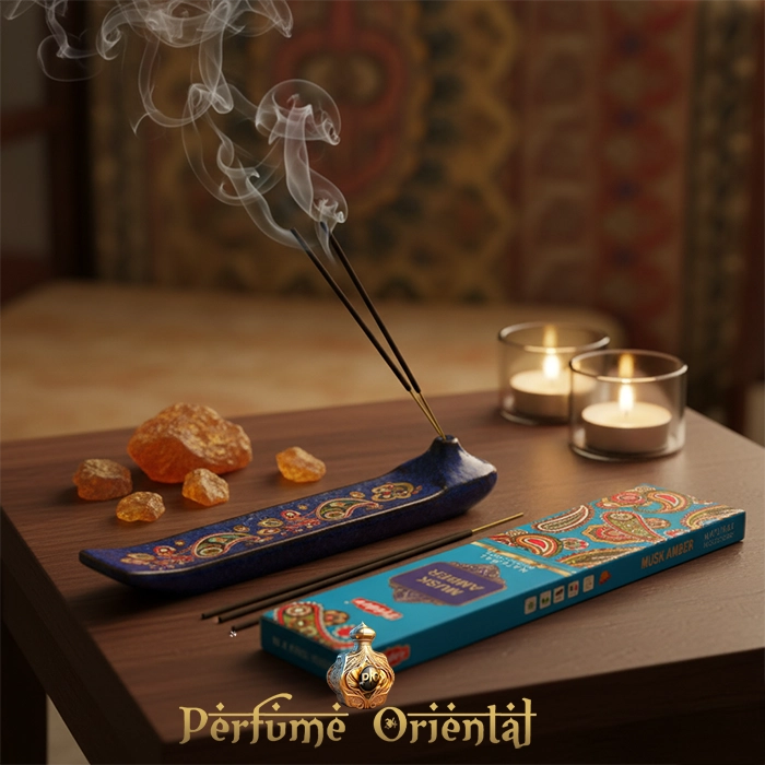 Varillas de incienso TRIDEV Velvet Musk Ambar – Fragancia espiritual de lujo con notas dulces y amaderadas.