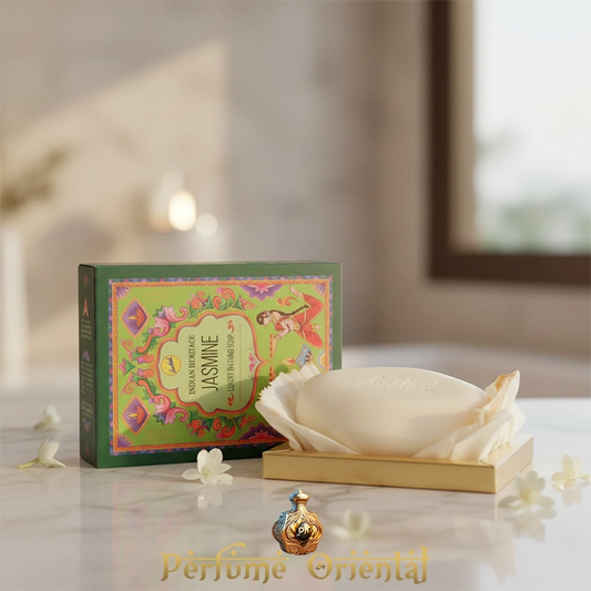 Indian Heritage Jasmine Soap – Jabón natural de jazmín con aroma floral y propiedades relajantes.