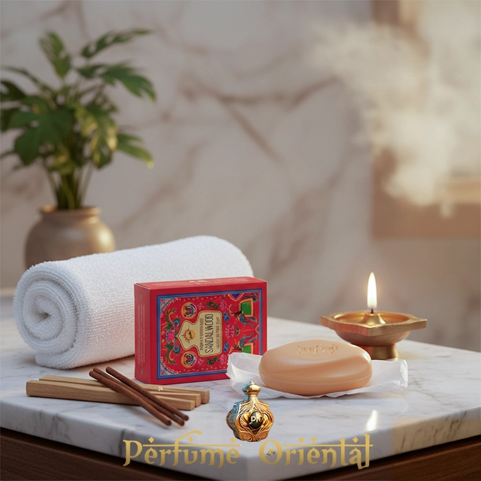 Indian Heritage Luxury Bathing Soap Sandalwood – Jabón artesanal inspirado en la tradición ayurvédica de la India.