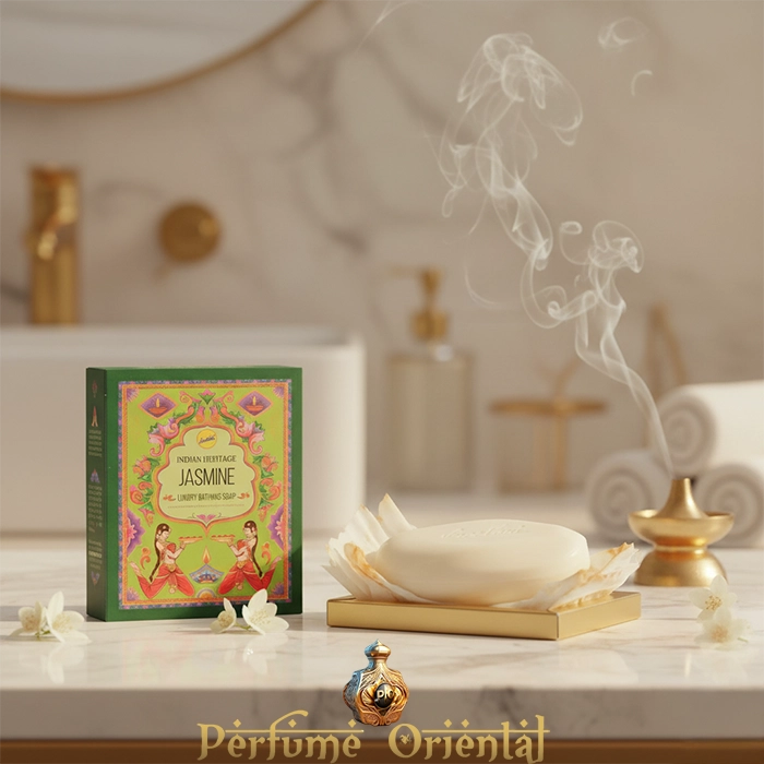 Jabón Sree Vani Indian Heritage Jasmine – Limpieza suave y aroma embriagador inspirado en la tradición india.