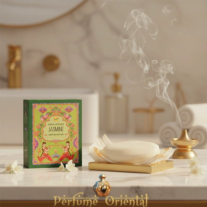Jabón Sree Vani Indian Heritage Jasmine – Limpieza suave y aroma embriagador inspirado en la tradición india.