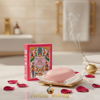 Jabón Sree Vani Indian Heritage Rose – Limpieza suave y aroma romántico inspirado en la tradición india.