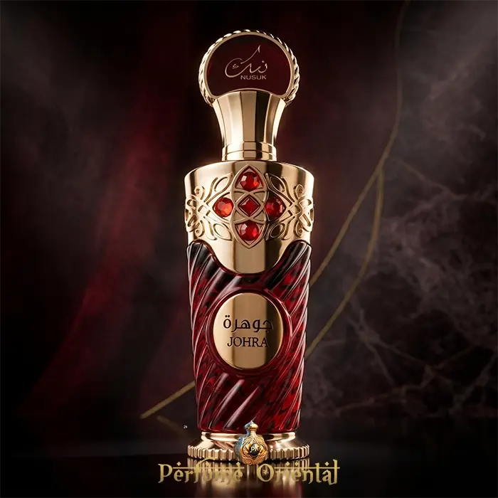 Johra Nusuk Perfume Arabe Femenino Extrait 100ml Floral Frutal Con Lichi Rosa Incienso Y Vainilla Elegante