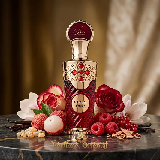 Johra Perfume Arabe Mujer Con Lichi Rosas Y Vainilla Aroma Dulce Elegante De Perfumeria Oriental Moderna