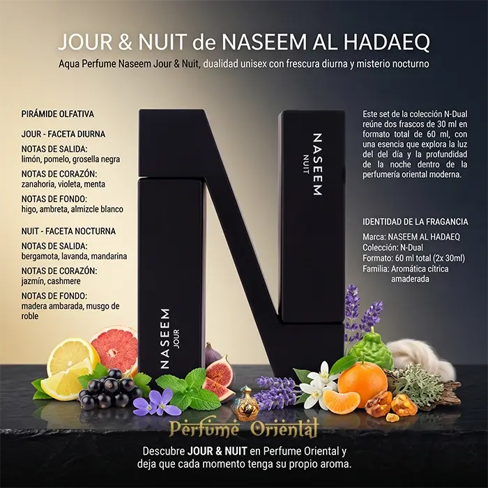 Jour And Nuit Notas Limón Pomelo Grosella Lavanda Jazmin Higo Almizcle Perfume Dual Dia Y Noche Fresco Y Elegante