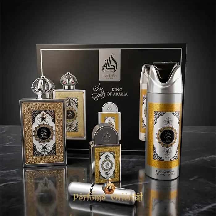 King Of Arabia Lattafa Pride Perfume Arabe Masculino Set 3 Piezas Fragancia Cuero Amaderada Elegante De Lujo