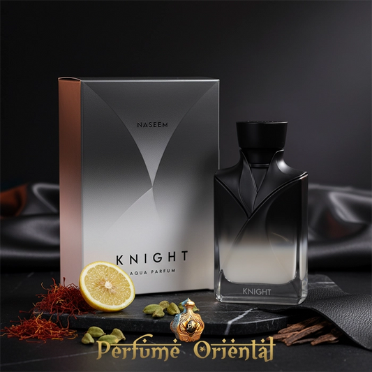 Perfume KNIGHT (Black) de NASEEM 90 ml – fragancia oriental ámbar cuero sin alcohol para hombre | Perfume Oriental