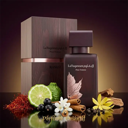 La Yuqawam Pour Femme Rasasi Con Caja Perfume Arabe 75ml Azafran Canela Sandalo Dulce Especiado Elegante