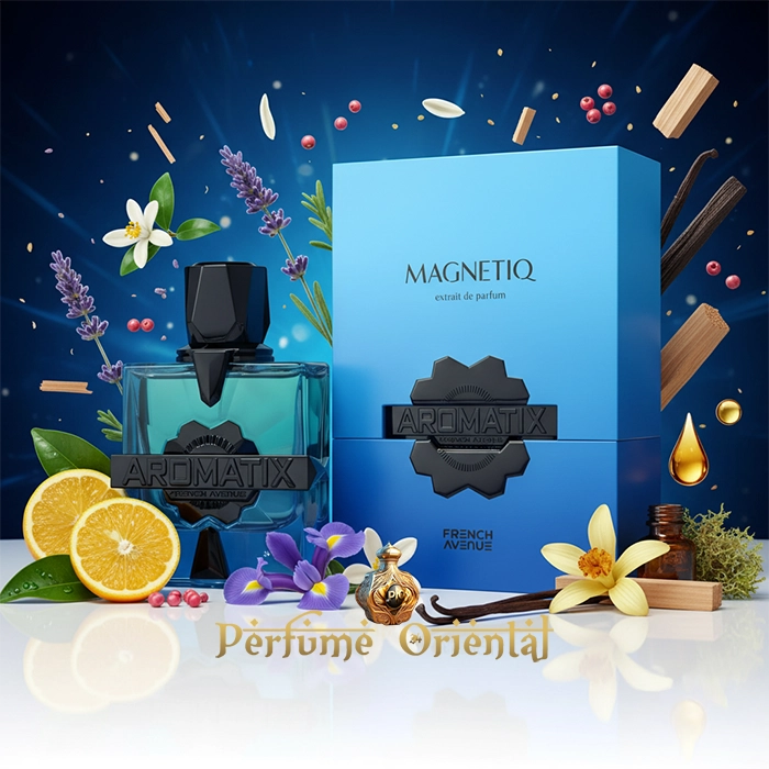 MAGNETIQ de AROMATIX X FRENCH AVENUE – perfume masculino amaderado aromático con notas de pimienta rosa, neroli, cedro, ámbar y musgo de roble – Perfume Oriental