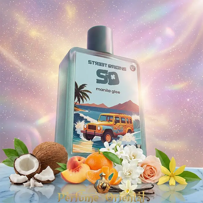 Perfume árabe Manila Glee Street Origins 75ml de Fragrance World – fragancia tropical frutal fresca con coco y mango