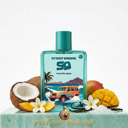 Perfume árabe Manila Glee Street Origins 75ml – fragancia frutal tropical con coco, mango y vainilla