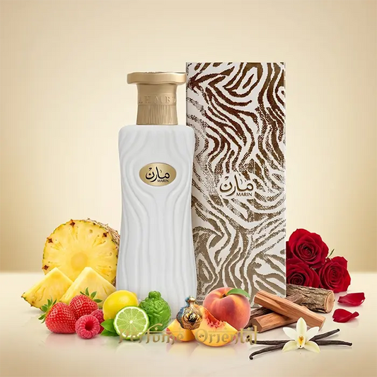 Marin Ahmed Al Maghribi Con Caja Perfume Arabe Unisex Frutal Floral Dulce Con Frutas Tropicales Y Maderas Suaves