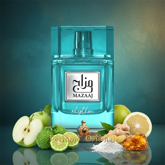 perfume arabe Mazaaj Rhythm Zimaya manzana verde jengibre almizcle ambar 100 ml