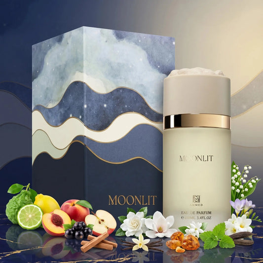 moonlit ahmed al maghribi perfume arabe femenino 100ml con caja original fragancia floral afrutada suave y sofisticada