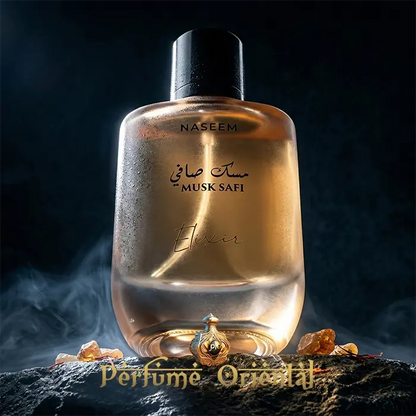Musk Safi Elixir 100ml Naseem luxury oriental musk perfume dramatic hero shot