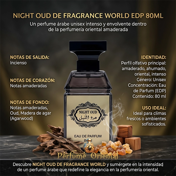 Perfume NIGHT OUD DE FRAGRANCE WORLD EDP 80ML-Unisex Perfume Oriental
