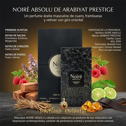 Noire Absolu Notas Frambuesa Bergamota Cedro Ambar Cuero Vetiver Perfume Masculino Oriental Moderno