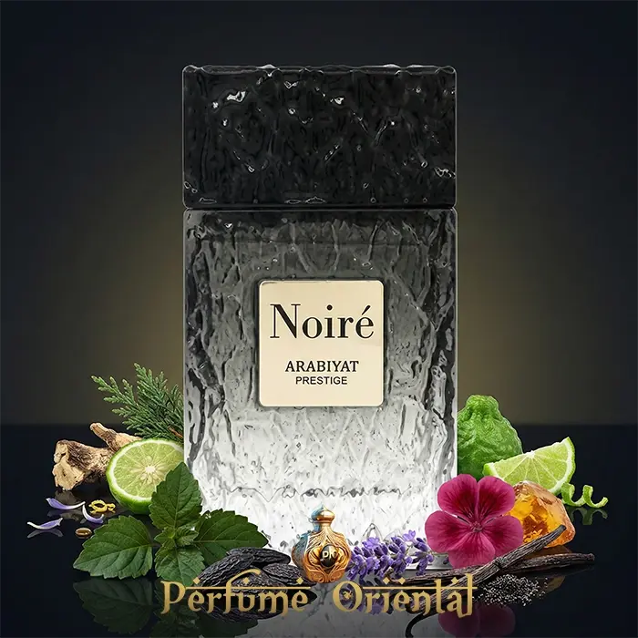 Perfume árabe Noiré de Arabiyat Prestige 100ml Eau de Parfum – fragancia amaderada especiada con lima, lavanda y ámbar