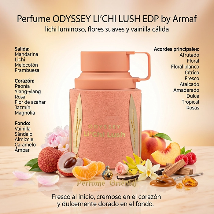 Odyssey LiChi Lush Armaf Perfume Árabe Unisex Aroma Dulce Con Lichi Frambuesa Vainilla Y Almizcle