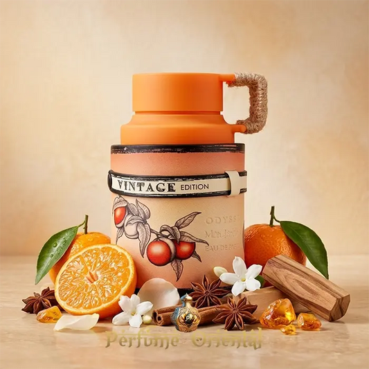 odyssey mandarin sky vintage edition armaf perfume arabe citrico especiado con fondo ambarado elegante fragancia fresca de dia