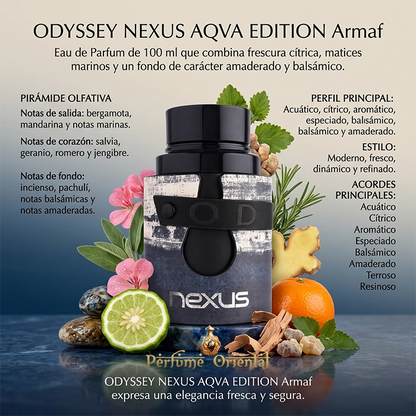 Odyssey Nexus AQVA Edition Armaf Eau De Parfum 100 Ml Con Pirámide Olfativa