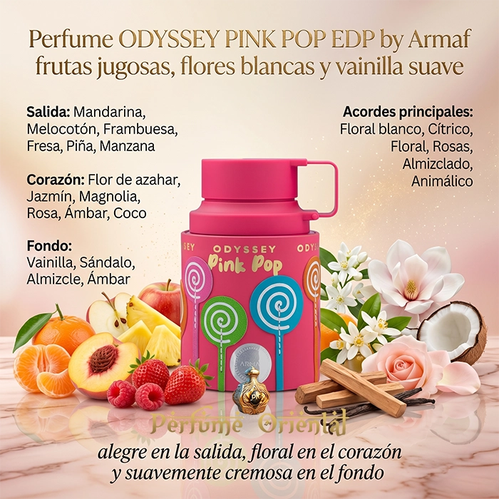 Odyssey Pink Pop Armaf Perfume Eau De Parfum Fragancia Dulce Afrutada Con Fresa Frambuesa Y Vainilla