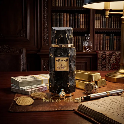 Old Money Armaf Perfume Hombre Elegante Con Acorde Atalcado Iris Y Fondo Ahumado Mineral De Alta Perfumeria
