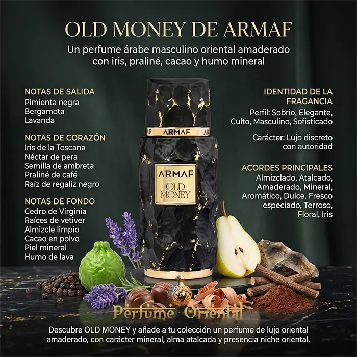 Old Money Notas Pimienta Bergamota Lavanda Iris Praline Cafe Vetiver Cacao Perfume Masculino Sofisticado