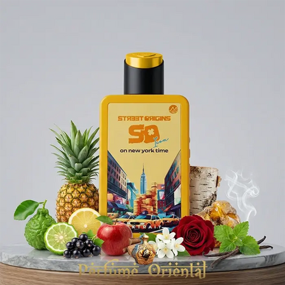Perfume On New York Time Street Origins 75ml Extrait Fragrance World con piña, cítricos y rosa roja